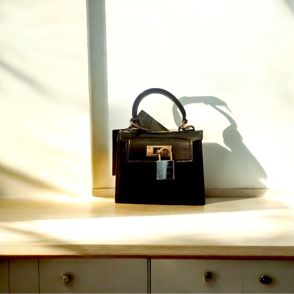 Kendall & Kylie Mini Black Handbag with Locking Lock & Key